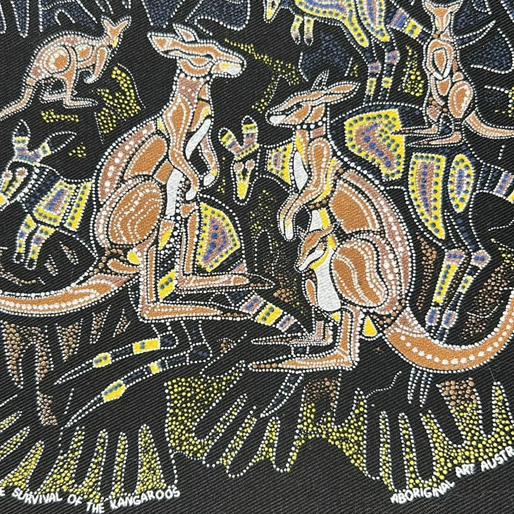 Uluru Aboriginal Art AUSTRALIA PRINT + Survival of the Kangaroos on Cotton Mat